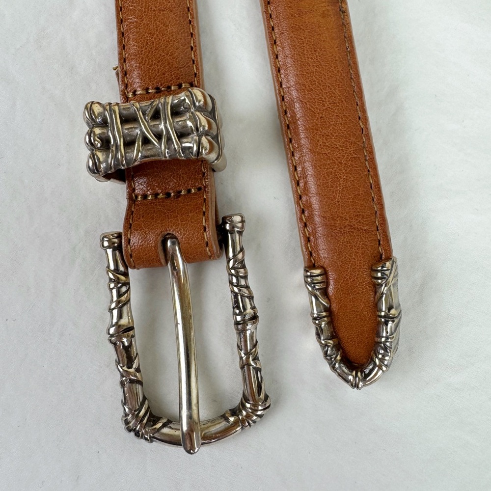 Talbots Vintage Bamboo Buckle Brown Belt - Picture 5 of 8